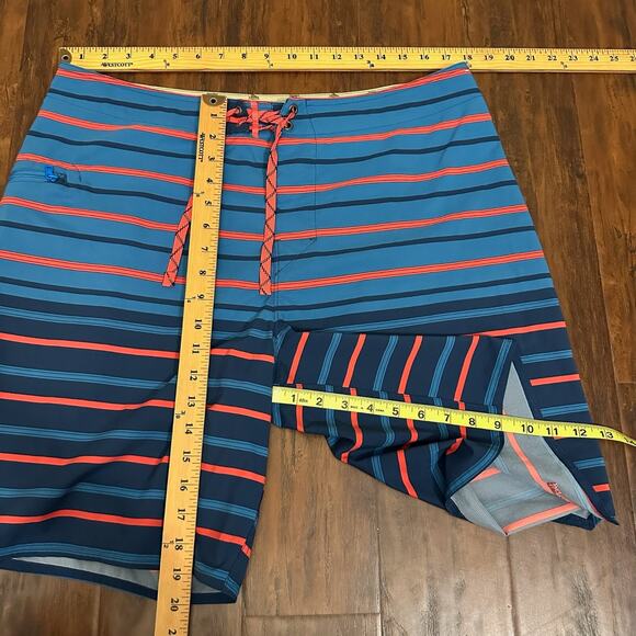 PATAGONIA Wavefarer Shorts Blue Striped Swim Surfing Boardshorts - Picture 9 of 9